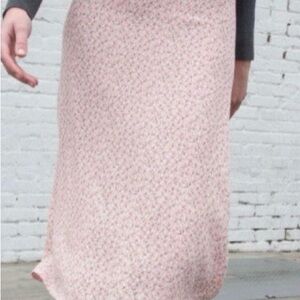 Brandy Melville Pink Floral Midi Skirt